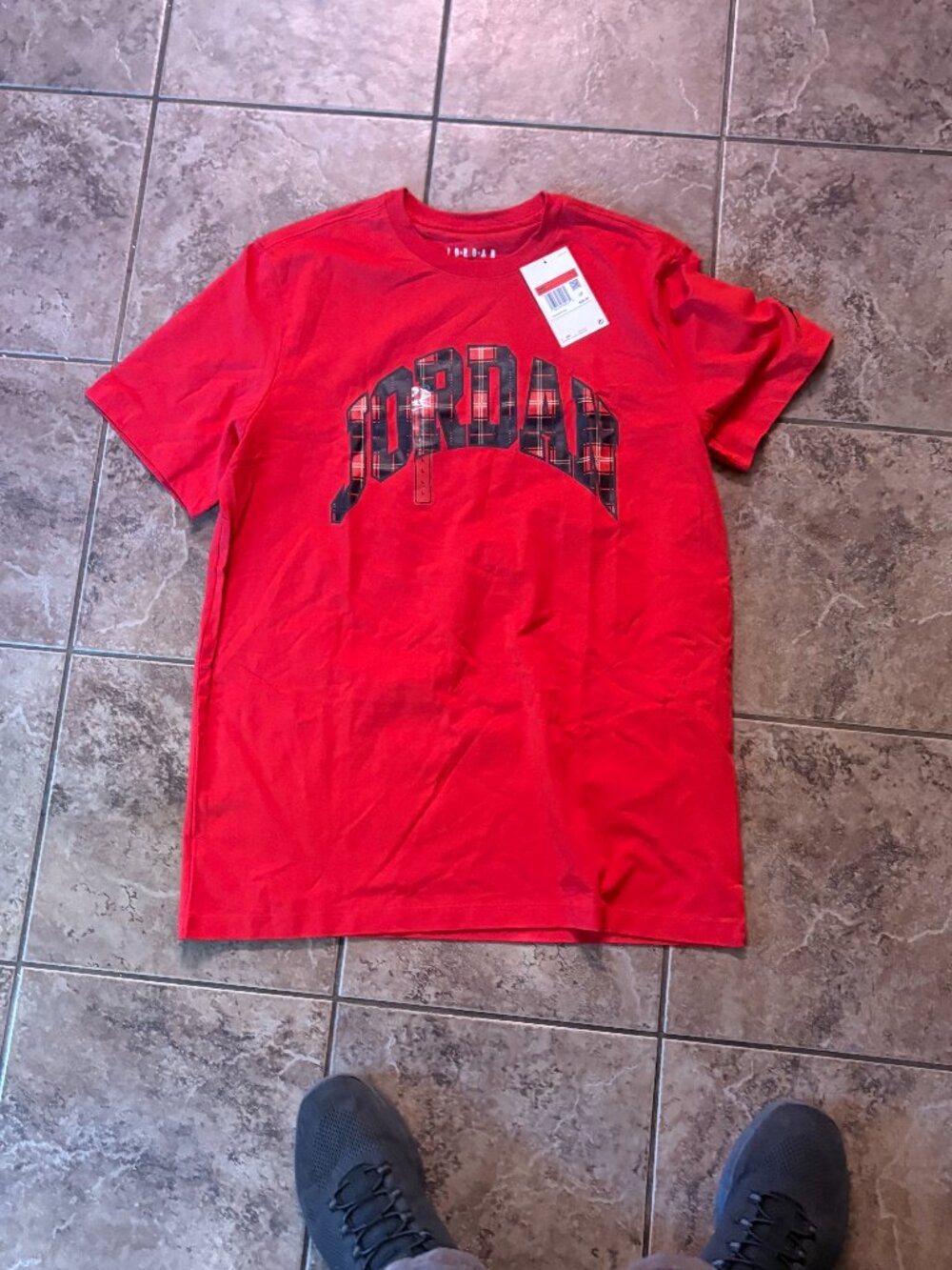 Jordan Red Plaid Logo T-Shirt